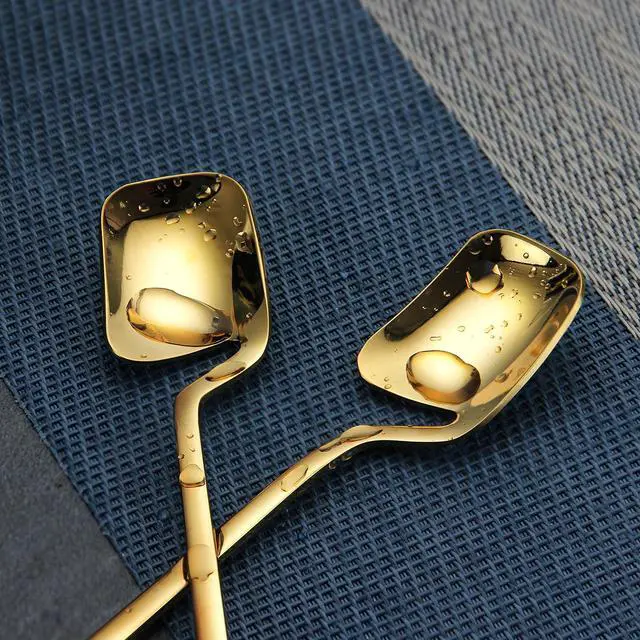 Alt view image 3 of 7 - 18/10 Stainless Steel Gold Coffee Spoons, Hangable Design 5.6"