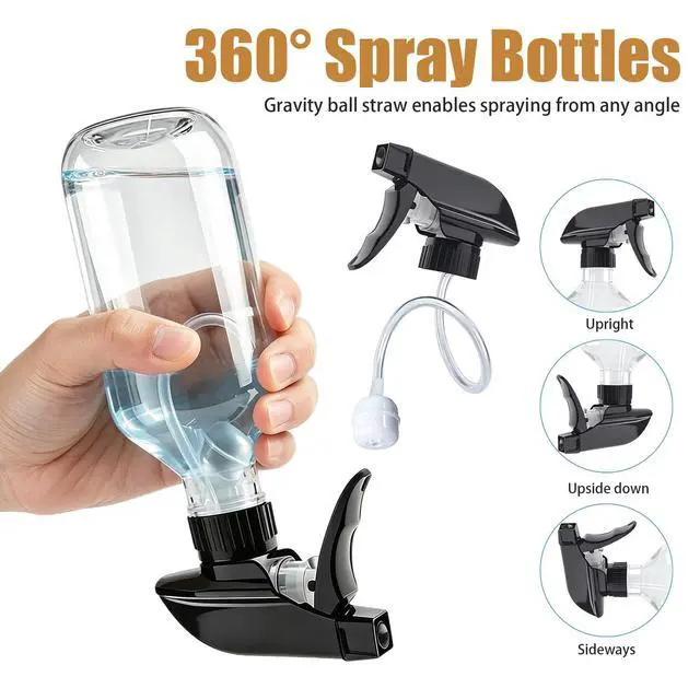 Alt view image 2 of 7 - 2 Pack 10 oz Empty Spray Bottles, 360° Any-Angle Spraying for Cleaning