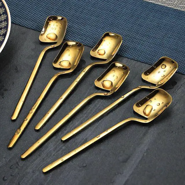 Alt view image 4 of 7 - 18/10 Stainless Steel Gold Coffee Spoons, Hangable Design 5.6"