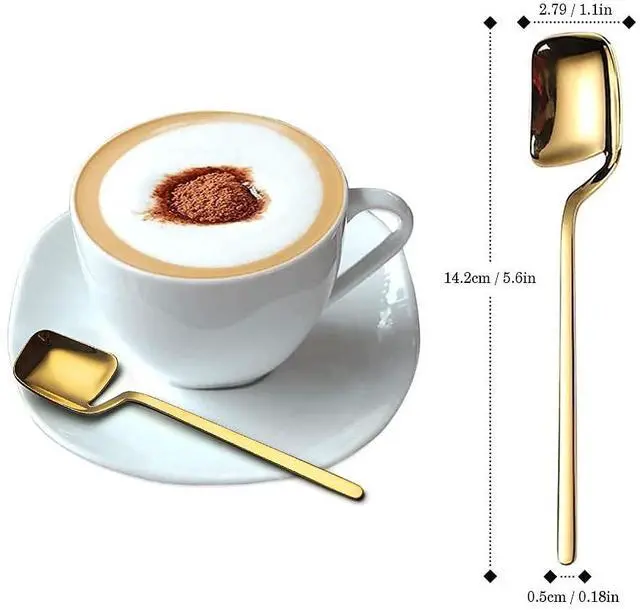 Alt view image 7 of 7 - 18/10 Stainless Steel Gold Coffee Spoons, Hangable Design 5.6"