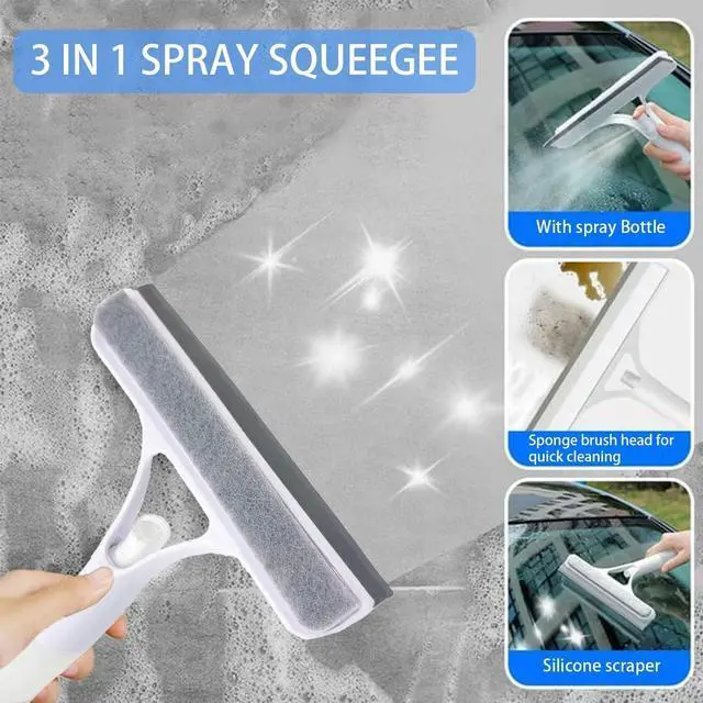 Alt view image 4 of 7 - Shower Squeegee for Glass Doors All-Purpose Window Squeegee for Tile Shower Walls Mirror Bathroom Car Window Cleaning (Blue)