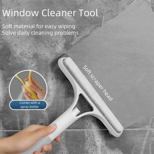 Alt view image 5 of 7 - Shower Squeegee for Glass Doors All-Purpose Window Squeegee for Tile Shower Walls Mirror Bathroom Car Window Cleaning (Blue)