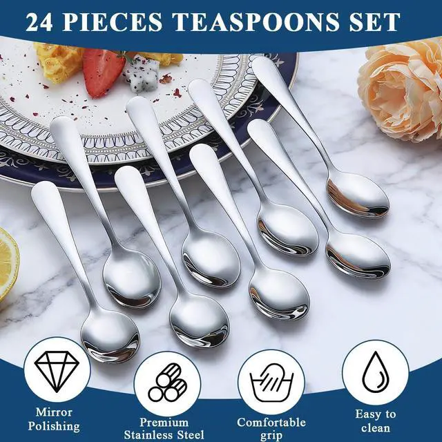 Alt view image 4 of 7 - Demitasse Espresso Spoons 24 Pieces 5.5", Berglander Stainless Steel Mini Spoons Set for Coffee, Dessert, Ice Cream, Metal Cutlery for Home, Kitchen, Restaurant Café, Party, Wedding