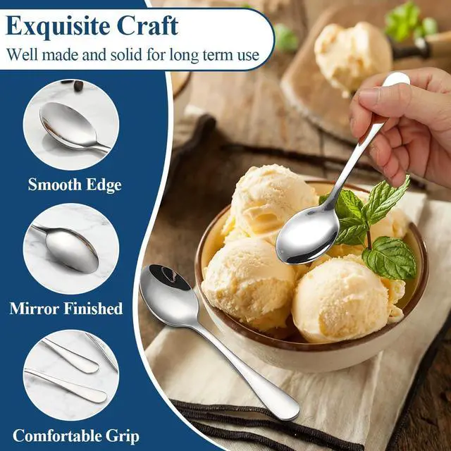 Alt view image 6 of 7 - Demitasse Espresso Spoons 24 Pieces 5.5", Berglander Stainless Steel Mini Spoons Set for Coffee, Dessert, Ice Cream, Metal Cutlery for Home, Kitchen, Restaurant Café, Party, Wedding