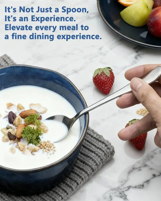 Alt view image 3 of 7 - Dinner Spoons Set of 6, 7.9 Inch Soup Spoons Stainless Steel, Large Tablespoons Durable Cutlery Table Spoon, Mirror Finish & Dishwasher Safe, Spoons Silverware for Home, Kitchen & Restaurant