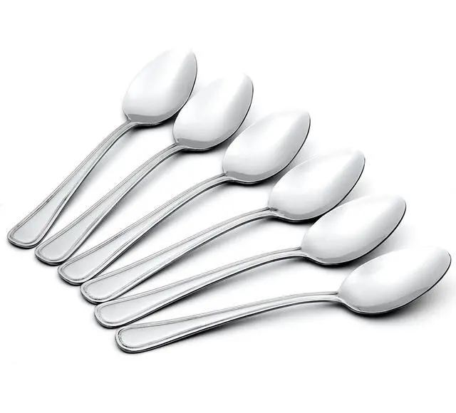 Main image of Silverware Set, Tress Mirror Everyday Teaspoons 6-Piece, Service For 6, 18/0 Stainless Steel, Dishwasher Safe, Home And Kitchen Utensils Set, Spoons, Tea spoon (Silver, 6 Piece)