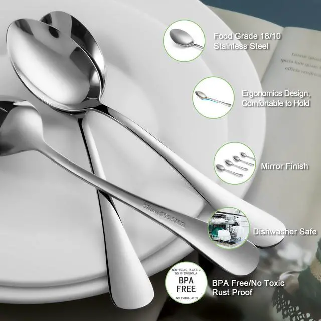 Alt view image 3 of 7 - Stainless Steel Teaspoon Set,12 Piece 6.7" Spoons Silverware,Dessert Spoons,Mirror Finish & Dishwasher Safe