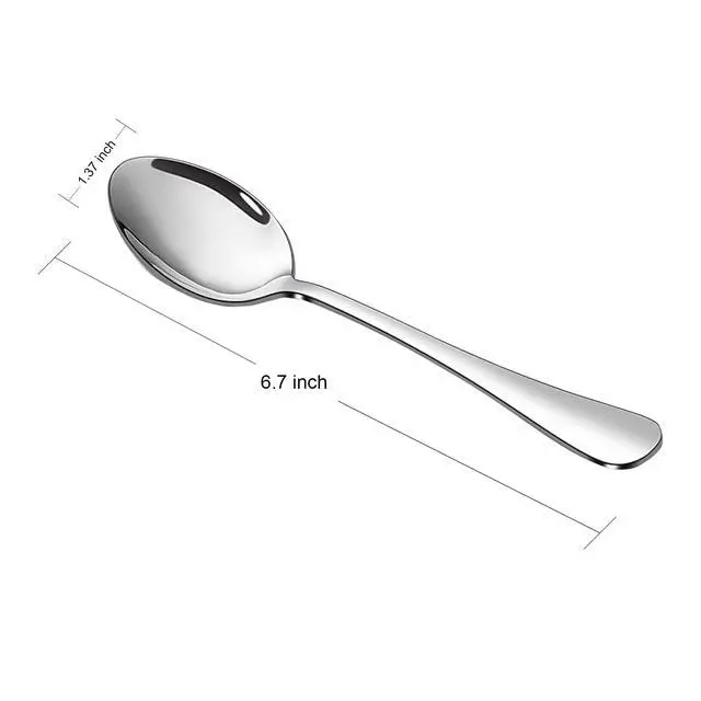 Alt view image 7 of 7 - Stainless Steel Teaspoon Set,12 Piece 6.7" Spoons Silverware,Dessert Spoons,Mirror Finish & Dishwasher Safe