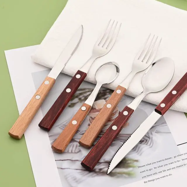 Alt view image 7 of 7 - Teaspoons Set of 8, 304 Stainless Steel Dessert Spoons with Red Wooden Handle, 6.3 Inch Ice Cream Spoons for Coffee, Appetizer, Bistro