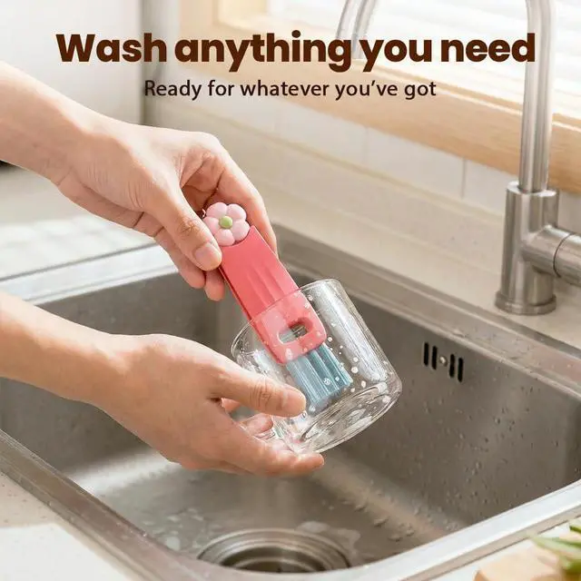Alt view image 6 of 7 - 3PCS 3 in 1 Cup Lid Cleaning Brush and 2PCS Silicone Straw Cleaner Brush for Bottle, Multifunctional Crevice Portable Cup Lid Cleaning Brushes, Flexible Straws Cleaning Brush Set for Water Bottles
