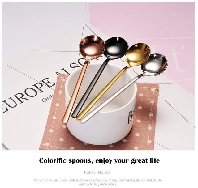 Alt view image 4 of 7 - 6 PCS Silver Coffee Spoons, 18/8 Stainless Steel Espresso Spoons, 5.2 Inches Vogue Mini Tea Spoon, Cappuccino Stirring Small Spoon for Dessert, Ice Cream, Frosted Handle, Sweejar(Silver)