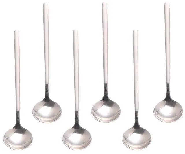 Main image of 6 PCS Silver Coffee Spoons, 18/8 Stainless Steel Espresso Spoons, 5.2 Inches Vogue Mini Tea Spoon, Cappuccino Stirring Small Spoon for Dessert, Ice Cream, Frosted Handle, Sweejar(Silver)