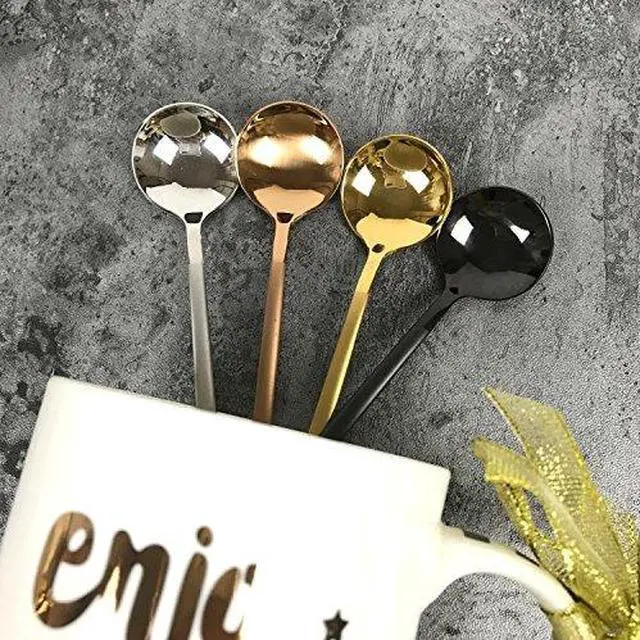 Alt view image 7 of 7 - 6 PCS Silver Coffee Spoons, 18/8 Stainless Steel Espresso Spoons, 5.2 Inches Vogue Mini Tea Spoon, Cappuccino Stirring Small Spoon for Dessert, Ice Cream, Frosted Handle, Sweejar(Silver)