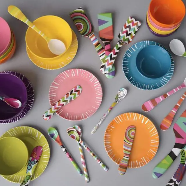Alt view image 2 of 3 - Melamine Assorted, Tablespoon, Spoon, Set of 4 for Coffee, Milk Powder, Seed, Spices, Ice Cream, Yogurt, Stirring, Mixing, Sugar, 7"" Dessert (Multi)