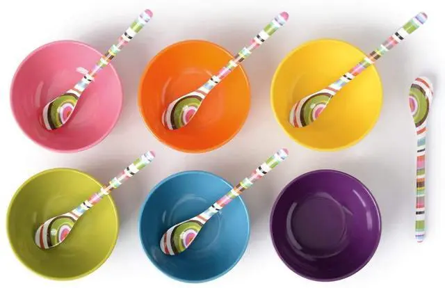 Alt view image 3 of 3 - Melamine Assorted, Tablespoon, Spoon, Set of 4 for Coffee, Milk Powder, Seed, Spices, Ice Cream, Yogurt, Stirring, Mixing, Sugar, 7"" Dessert (Multi)