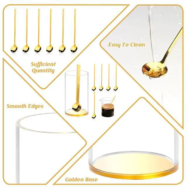 Alt view image 3 of 7 - 6 Pcs 6.7 Inches Coffee Spoons with Gold Base Holder Tea Spoons Long Handle Espresso Spoons Gold Coffee Stir Spoons Set Ice Tea Spoons Bulk Dessert Spoons Stainless Steel for Coffee Bar Tea party