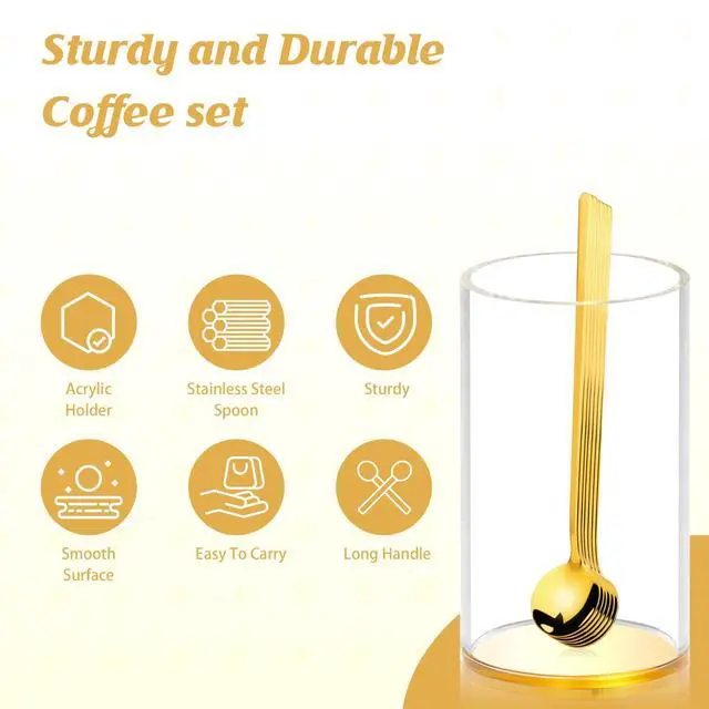 Alt view image 5 of 7 - 6 Pcs 6.7 Inches Coffee Spoons with Gold Base Holder Tea Spoons Long Handle Espresso Spoons Gold Coffee Stir Spoons Set Ice Tea Spoons Bulk Dessert Spoons Stainless Steel for Coffee Bar Tea party