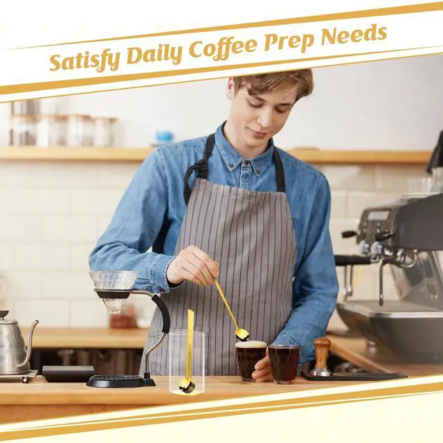 Alt view image 6 of 7 - 6 Pcs 6.7 Inches Coffee Spoons with Gold Base Holder Tea Spoons Long Handle Espresso Spoons Gold Coffee Stir Spoons Set Ice Tea Spoons Bulk Dessert Spoons Stainless Steel for Coffee Bar Tea party