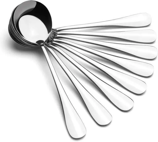 Main image of Soup Spoons, Wholesale Spoons Silverware, Round Stainless Steel Spoon Set of 8