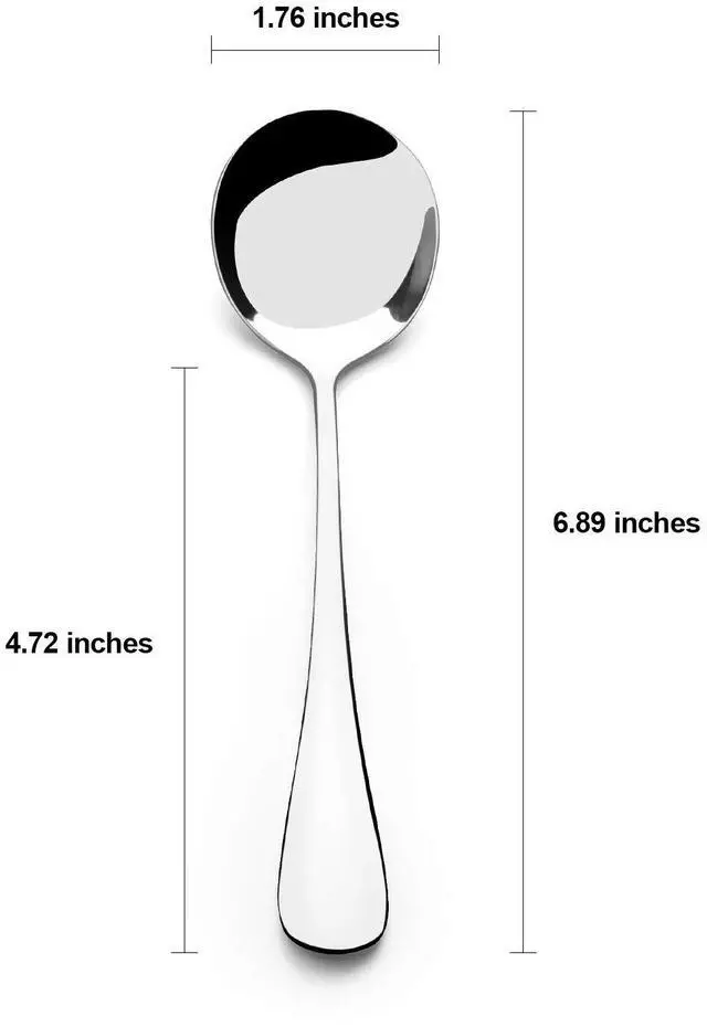 Alt view image 4 of 7 - Soup Spoons, Wholesale Spoons Silverware, Round Stainless Steel Spoon Set of 8