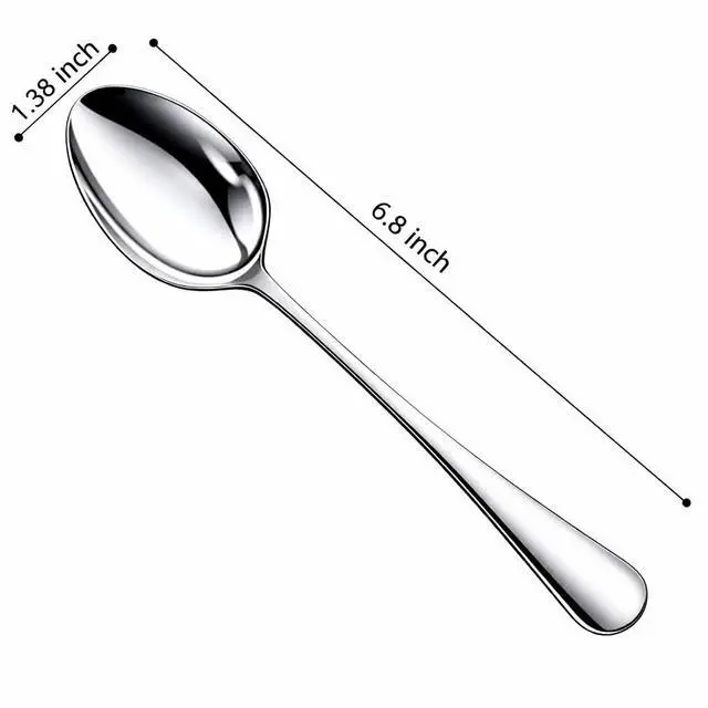 Alt view image 2 of 4 - 6 Pieces Heavy Duty Teaspoons Set,6.8" Tea Spoons Silverware,Food Grade Stainless Steel teaspoons,Small Spoons for Home, Kitchen, Restaurant,Mirror Polished and Dishwasher Safe