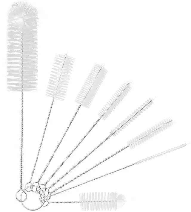 Main image of 8 Pcs Bottle and Straw Cleaner, Long Deep Nylon Brush with Bendable Stainless Steel Flexible Handles for Bottles, Straws, Pipes, Wine Decanter, Sinks and Cup Cover