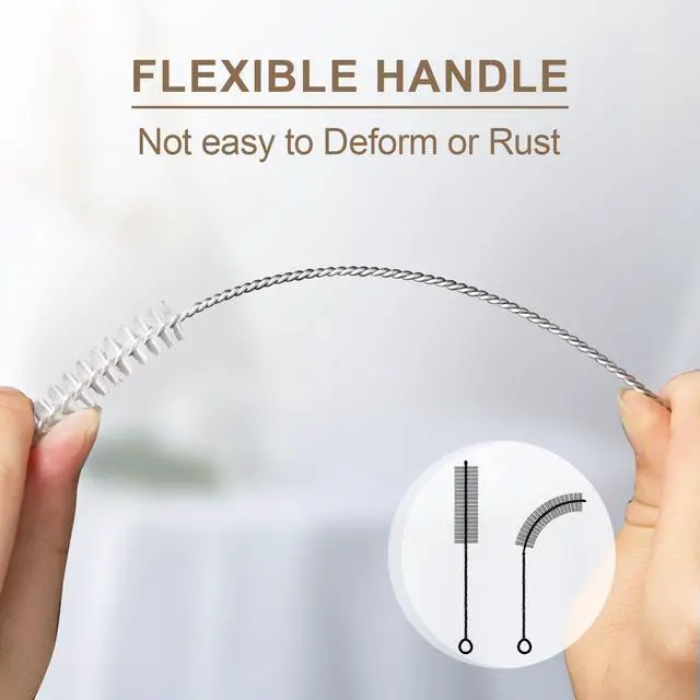 Alt view image 6 of 6 - 8 Pcs Bottle and Straw Cleaner, Long Deep Nylon Brush with Bendable Stainless Steel Flexible Handles for Bottles, Straws, Pipes, Wine Decanter, Sinks and Cup Cover