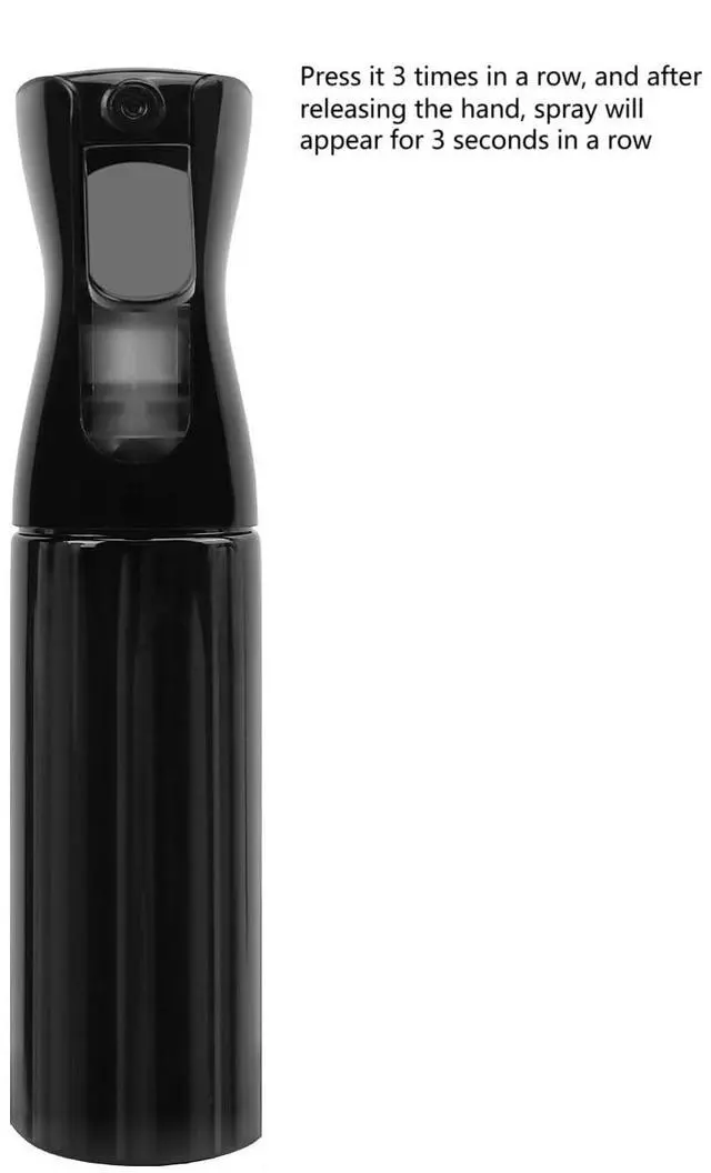 Alt view image 7 of 7 - Spray Bottle for Hair (10.1oz/300ml) - 2 Seconds of Mist - Empty Ultra Fine Plastic Water Sprayer, For Hairstyling, Cleaning, Salons, Plants, Essential Oil Scents & More - BlackPress it 3 times