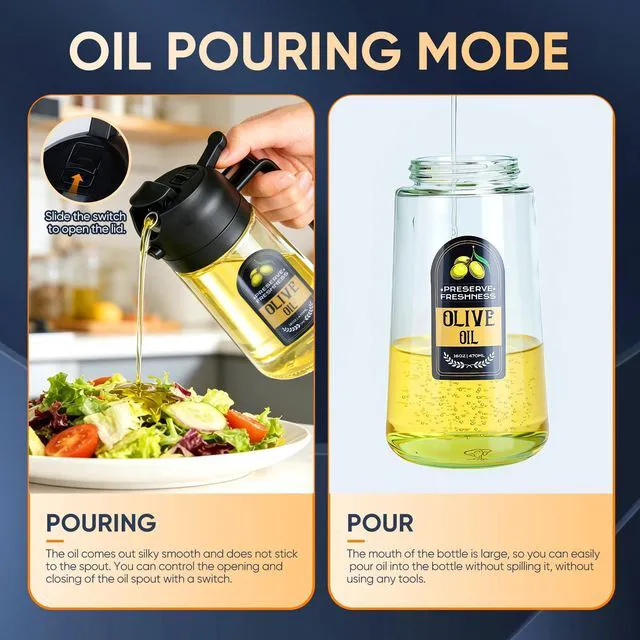 Alt view image 3 of 6 - New Upgraded 2 in 1 Oil Sprayer For Cooking, 16oz/470ml Olive Oil Dispenser Bottle for Kitchen