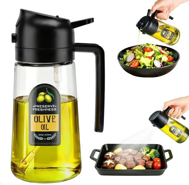 Main image of New Upgraded 2 in 1 Oil Sprayer For Cooking, 16oz/470ml Olive Oil Dispenser Bottle for Kitchen
