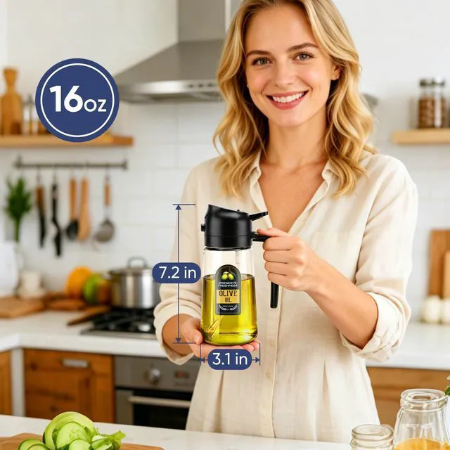 Alt view image 4 of 6 - New Upgraded 2 in 1 Oil Sprayer For Cooking, 16oz/470ml Olive Oil Dispenser Bottle for Kitchen