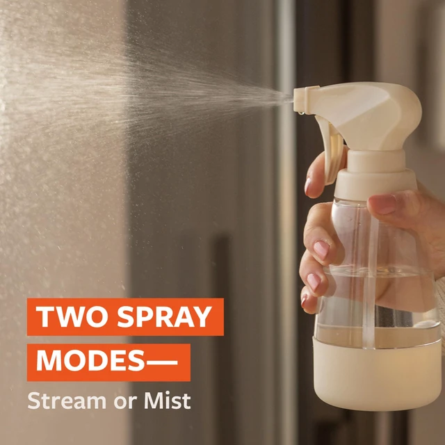 Alt view image 5 of 7 - Cleaning Solution 10 Oz Glass Spray Bottle with Dual-Mode Nozzle (Spray + Mist), Recycled Plastic, Integrated Labels, Non-Slip Silicone Base, Refillable & Customizable, 1 Count