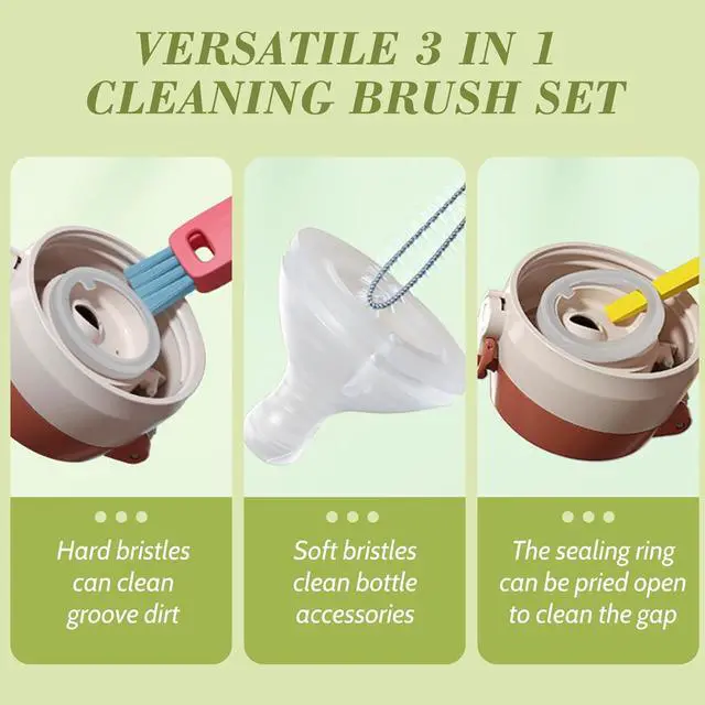 Alt view image 3 of 7 - Straw Cleaner Brush Fit for Owala FreeSip 24oz/32oz/40oz, Silicone Long Handle Bottle Brush Compatible with Owala Water Bottle,Plus 3 in 1 Cup Lid Cleaning Brush