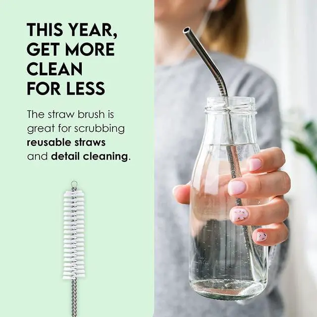 Alt view image 7 of 7 - Bottle Brush Cleaner Pack - Set of 5 Bottle Brushes for Cleaning Baby Bottles, Water Bottles, Tumblers, Wine Decanters, Flask, Bong, Vase Cleaner - One Straw Cleaner Brush