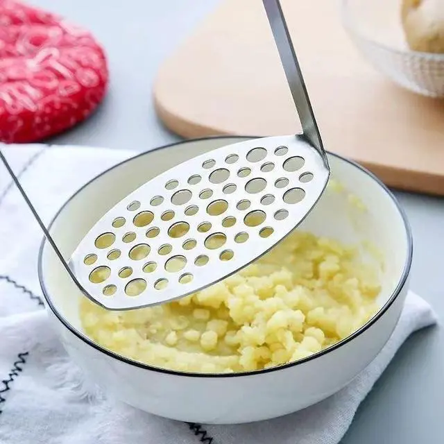 Alt view image 4 of 6 - Potato Masher, Stainless Steel Integrated Masher Kitchen Tool & Food Masher/Potato Smasher with Crinkle Cutter, Perfect for Bean, Vegetable, Fruits, Avocado, Meat