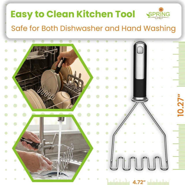 Alt view image 5 of 7 - Stainless Steel Potato Masher, Heavy Duty Mashed Potato Smasher | Fruit & Food Smasher For Avocado, Banana, Eggs - Bean Smasher Tool - Durable Metal Mashing Kitchen Tool, Dishwasher Safe