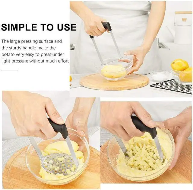 Alt view image 5 of 6 - Potato Masher, Stainless Steel Integrated Masher Kitchen Tool & Food Masher/Potato Smasher with Crinkle Cutter, Perfect for Bean, Vegetable, Fruits, Avocado, Meat