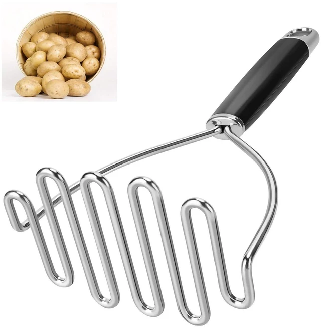 Main image of Potato Masher, Large Heavy Duty Stainless Steel Mashed Potato Masher Kitchen Tool, Professional Metal Wire Smasher for Bean, Avocado, Vegetable-10.24 inch Silver
