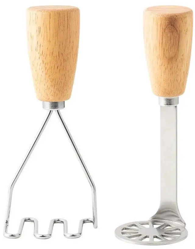 Main image of 2Pcs Mini Potato Masher,Stainless Steel Mashed Potatoes Masher with wooden handle, Kitchen gadgets Tool for Potatoes, Beans, Meat, Vegetables,space saver (Mini Duo)