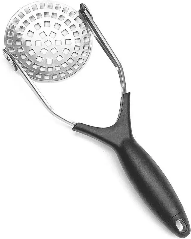 Main image of Foldable Potato Masher with Stainless Steel Plate Compact Handheld Kitchen Tool for Mashing Potatoes, Avocados, Beans, and Baby Food Ergonomic Non-Slip Handle Easy to Store and Clean