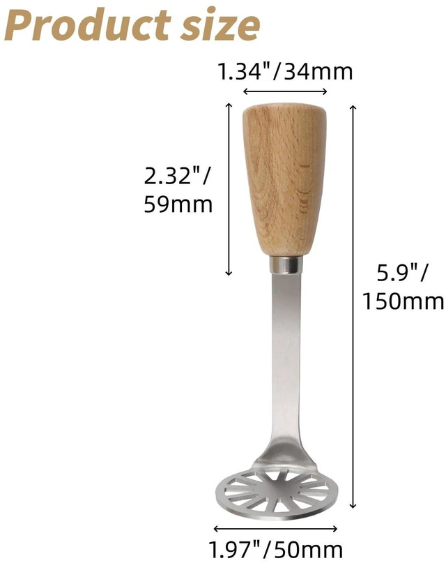 Alt view image 2 of 7 - 5.9" Mini Potato Masher,Avocado Masher with Wood Non Slip Handle