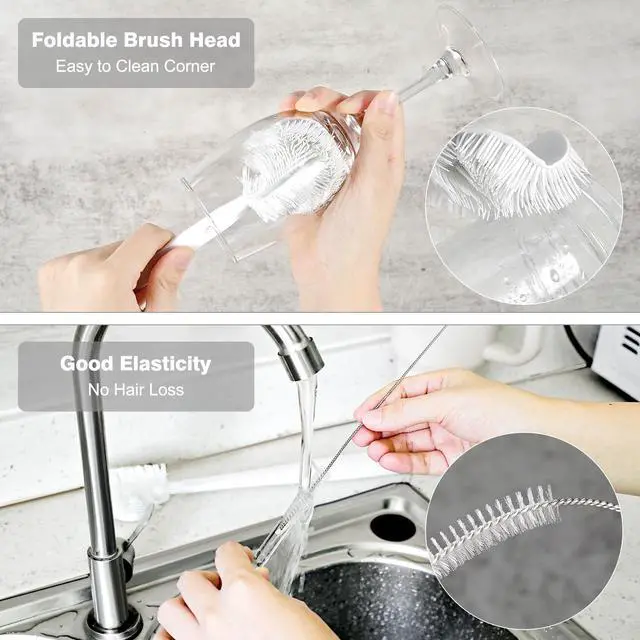 Alt view image 4 of 5 - Straw Cleaner Brush Bottle Brush Kit for Stanley Cup Tumbler - Multifunctional Water Bottle Cleaner and 3-Size Straw Cleaning Brushes for Owala Freesip/Simple Modern/Yeti Tumbler, Cup Lid Gap Cleaners