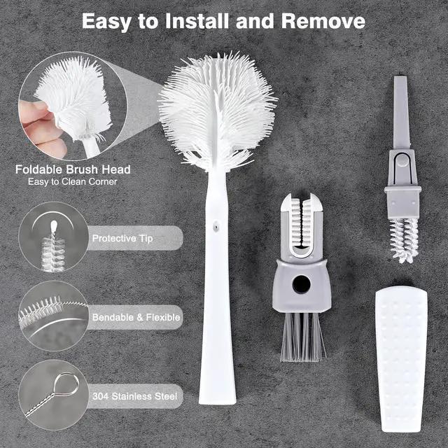 Alt view image 3 of 5 - Straw Cleaner Brush Bottle Brush Kit for Stanley Cup Tumbler - Multifunctional Water Bottle Cleaner and 3-Size Straw Cleaning Brushes for Owala Freesip/Simple Modern/Yeti Tumbler, Cup Lid Gap Cleaners