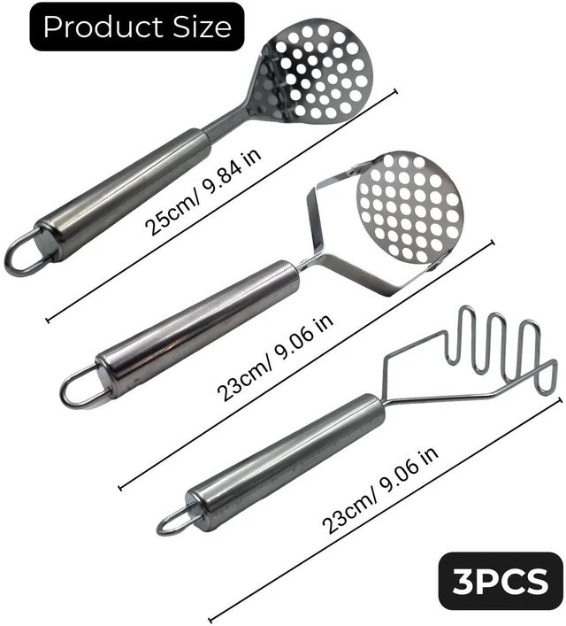 Alt view image 2 of 7 - 3 PCS Potato Masher Stainless Steel,Bean Smasher,Food Fruit Egg Masher Metal,Masher Kitchen Tool