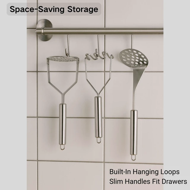 Alt view image 6 of 7 - 3 PCS Potato Masher Stainless Steel,Bean Smasher,Food Fruit Egg Masher Metal,Masher Kitchen Tool