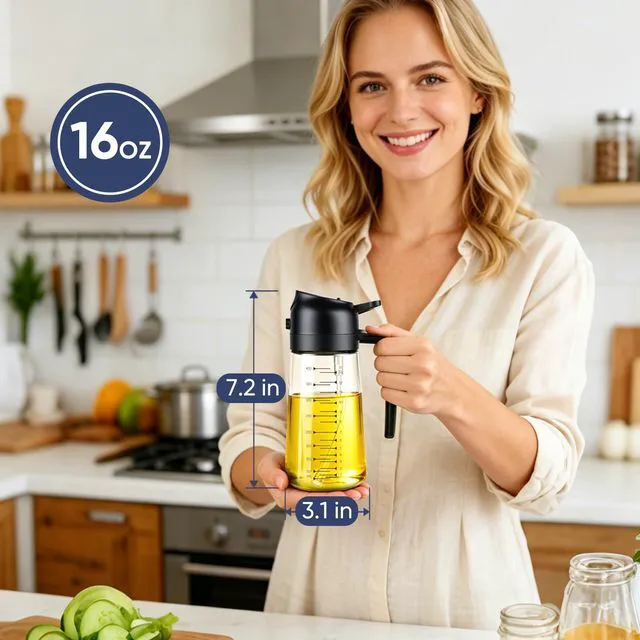 Alt view image 2 of 6 - Olive Oil Sprayer for Cooking 2 in 1 Olive Oil Dispenser Bottle for Kitchen16 Oz