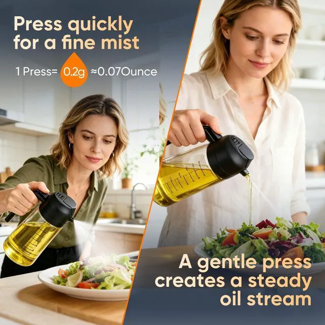 Alt view image 3 of 6 - Olive Oil Sprayer for Cooking 2 in 1 Olive Oil Dispenser Bottle for Kitchen16 Oz