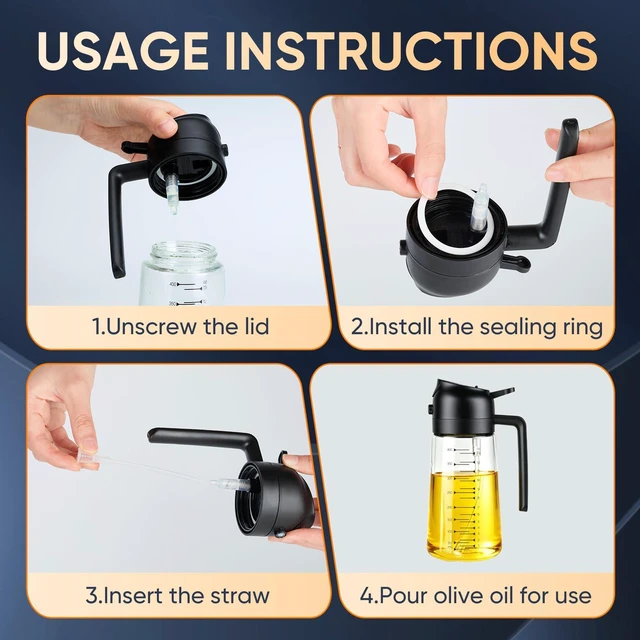 Alt view image 6 of 6 - Olive Oil Sprayer for Cooking 2 in 1 Olive Oil Dispenser Bottle for Kitchen16 Oz