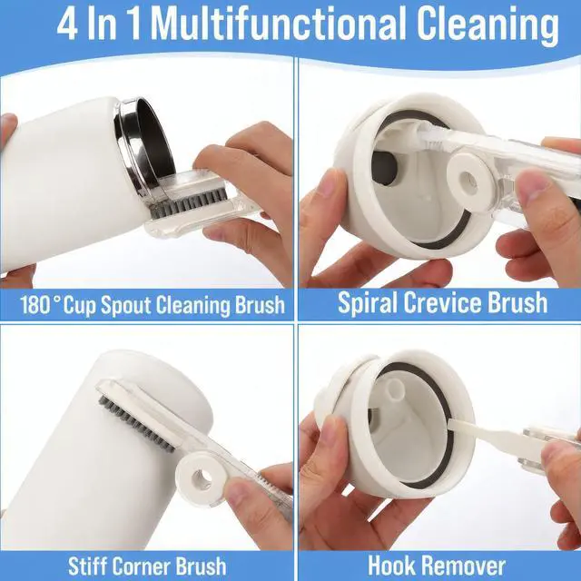 Alt view image 3 of 7 - Water Bottle Cleaning Brush Set, 5-in-1 Bottle Brush Kit with Sponge Brush, Telescopic Brush, 4-in-1 Lid Cleaner & Straw Brushes for Owala, Stanley, YETI, Hydro Flask Tumblers