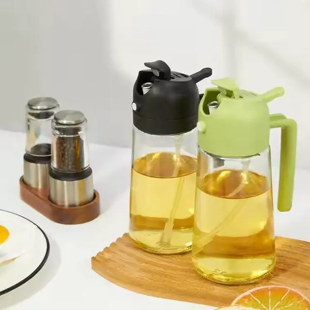 Alt view image 5 of 7 - Olive Oil Dispenser and Oil Sprayer 16oz/470ml Glass Light-Proof Oil Pourer for Kitchen, Air Fryer, Cooking, Salad, and BBQ